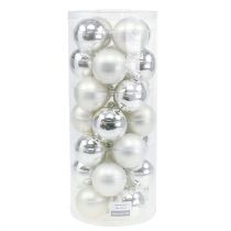 Product Christmas ball glass Ø6cm silver mix 24 pcs