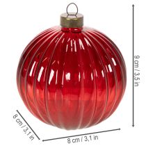 Product Glass Christmas Baubles Red 8cm Set of 12