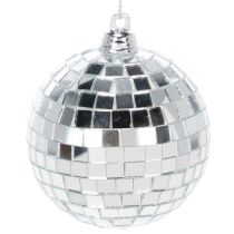 Product Set of 6 Silver Mirror Ball Christmas Ornaments, 7cm