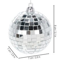 Product Set of 6 Silver Mirror Ball Christmas Ornaments, 7cm