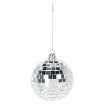 Product Set of 6 Silver Mirror Ball Christmas Ornaments, 7cm