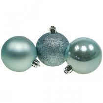 Product Christmas balls plastic light blue mix Ø6cm 10p