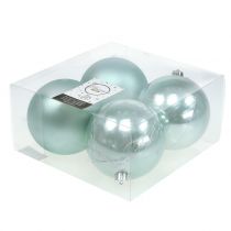 Product Christmas Ball Break-Resistant Light Green Assorted Ø10cm 4 Pcs