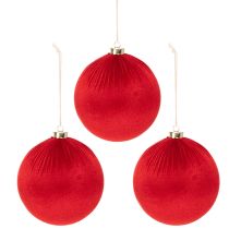 Product Red Velvet Christmas Baubles Set of 3 15cm Indoor Decoration
