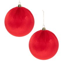 Product Velvet Red Christmas Bauble Set, 25cm, Hanging Decoration, 2 Pieces