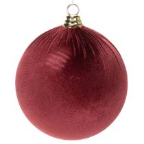 Product Large Velvet-Look Christmas Baubles Burgundy 20cm Set of 3