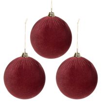 Product Large Velvet-Look Christmas Baubles Burgundy 20cm Set of 3