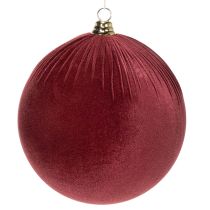 Product Velvet Red Christmas Baubles Large Hanging Ornament 25cm Set of 2