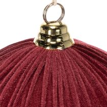 Product Velvet Red Christmas Baubles Large Hanging Ornament 25cm Set of 2