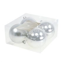 Product Christmas ball silver Ø10cm 4pcs