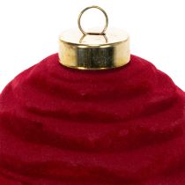 Product Set of 12 Velvet Christmas Baubles Bordeaux Red 8cm
