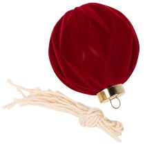Product Set of 12 Velvet Christmas Baubles Bordeaux Red 8cm