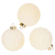 Product White Textured Christmas Bauble Ornament Set, 8cm, 12 Pieces