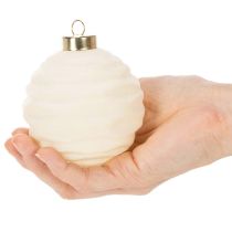 Product White Textured Christmas Bauble Ornament Set, 8cm, 12 Pieces
