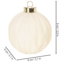 Product White Textured Christmas Bauble Ornament Set, 8cm, 12 Pieces