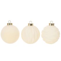 Product White Textured Christmas Bauble Ornament Set, 8cm, 12 Pieces