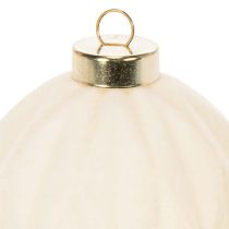 Product White Textured Christmas Bauble Ornament Set, 8cm, 12 Pieces