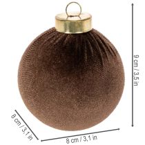 Product Velvet-Look Christmas Baubles Set of 12 in Warm Tones, 8cm Diameter