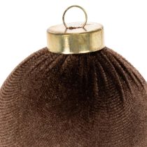 Product Velvet-Look Christmas Baubles Set of 12 in Warm Tones, 8cm Diameter