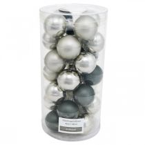 Product Mini Christmas ball, tree decoration mix, Advent decoration black/silver/mother of pearl H4.5cm Ø4cm real glass 24 pcs