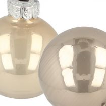 Product Christmas tree balls, mini tree balls, Christmas decoration mix beige/mother of pearl H4.5cm Ø4cm real glass 24 pcs