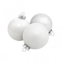Product Tree pendant, snow globe, Christmas tree decoration, winter decoration white H4.5cm Ø4cm real glass 24 pcs