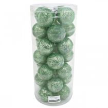 Product Christmas ball, Christmas tree decoration, glass ball green marbled H6.5cm Ø6cm real glass 24 pcs