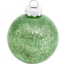 Product Christmas ball, tree decoration, Christmas tree ball green marbled H4.5cm Ø4cm real glass 24 pcs