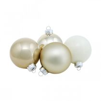 Product Christmas ball, Christmas tree decoration, glass ball white/mother of pearl H6.5cm Ø6cm real glass 24 pcs