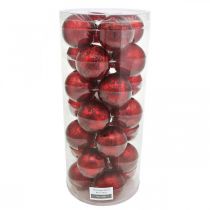 Product Christmas tree ball, tree decoration, Christmas ball red marbled H6.5cm Ø6cm real glass 24 pcs