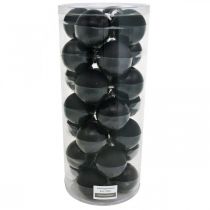 Product Christmas tree balls, tree decorations, glass balls black H6.5cm Ø6cm real glass 24 pcs