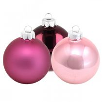 Product Christmas balls, tree decorations, glass balls violet H8.5cm Ø7.5cm real glass 12pcs