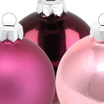 Product Christmas balls, tree decorations, glass balls violet H8.5cm Ø7.5cm real glass 12pcs