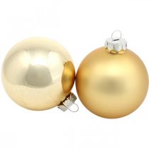 Product Tree ball, Christmas tree decorations, Christmas ball golden H8.5cm Ø7.5cm real glass 12pcs
