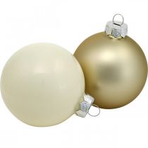 Product Christmas tree ball mix, Christmas decoration, mini tree decoration white/mother of pearl H4.5cm Ø4cm real glass 24 pcs