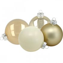 Product Christmas tree balls, tree decorations, glass balls white / mother-of-pearl H8.5cm Ø7.5cm real glass 12pcs