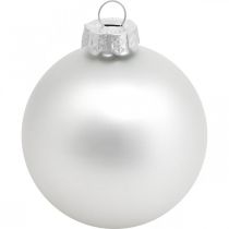 Product Glass ball, tree decorations, Christmas tree ball silver H8.5cm Ø7.5cm real glass 12pcs