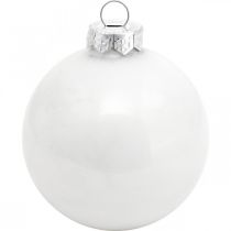 Product Snow globe, tree pendant, Christmas tree decoration, winter decoration white H6.5cm Ø6cm real glass 24 pcs
