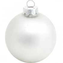 Product Snow globe, tree pendant, Christmas tree decoration, winter decoration white H6.5cm Ø6cm real glass 24 pcs