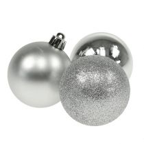 Product Christmas ball plastic silver 6cm 10pcs