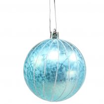 Christmas ball plastic blue-turquoise Ø8cm 2pcs
