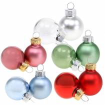 Product Mini Christmas bauble matt / shiny assorted Ø2,5cm 24pcs different colors