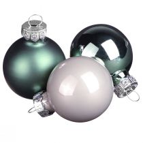 Product Christmas balls glass tree balls green grey 4 cm 24 pcs