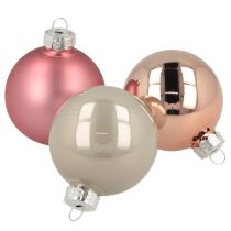 Product Christmas balls glass tree decoration pink grey Ø50mm 24 pcs