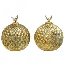 Christmas balls reindeer vintage tree decorations gold Ø12cm 2pcs