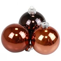 Product Christmas balls glass brown mix tree balls gloss Ø7.5cm 12pcs