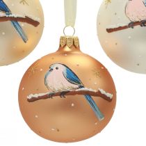 Christmas balls glass Christmas tree ball bird winter Ø8cm 6pcs