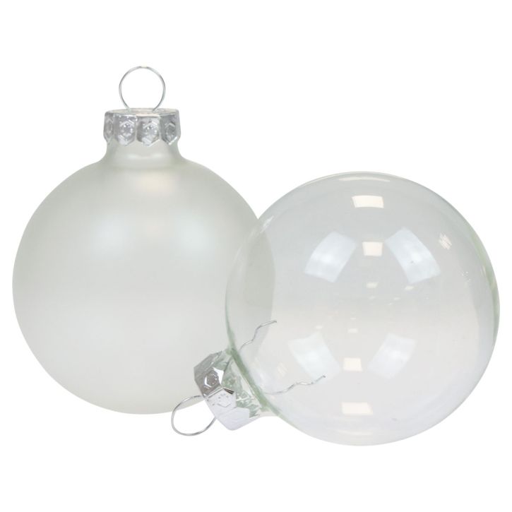 Christmas balls glass clear opaque Christmas tree balls Ø6cm 6pcs