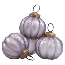 Christmas balls glass purple Christmas tree balls vintage Ø6cm 4pcs