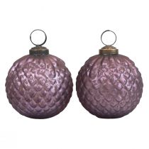 Christmas balls glass purple Christmas tree balls vintage Ø7cm 4pcs